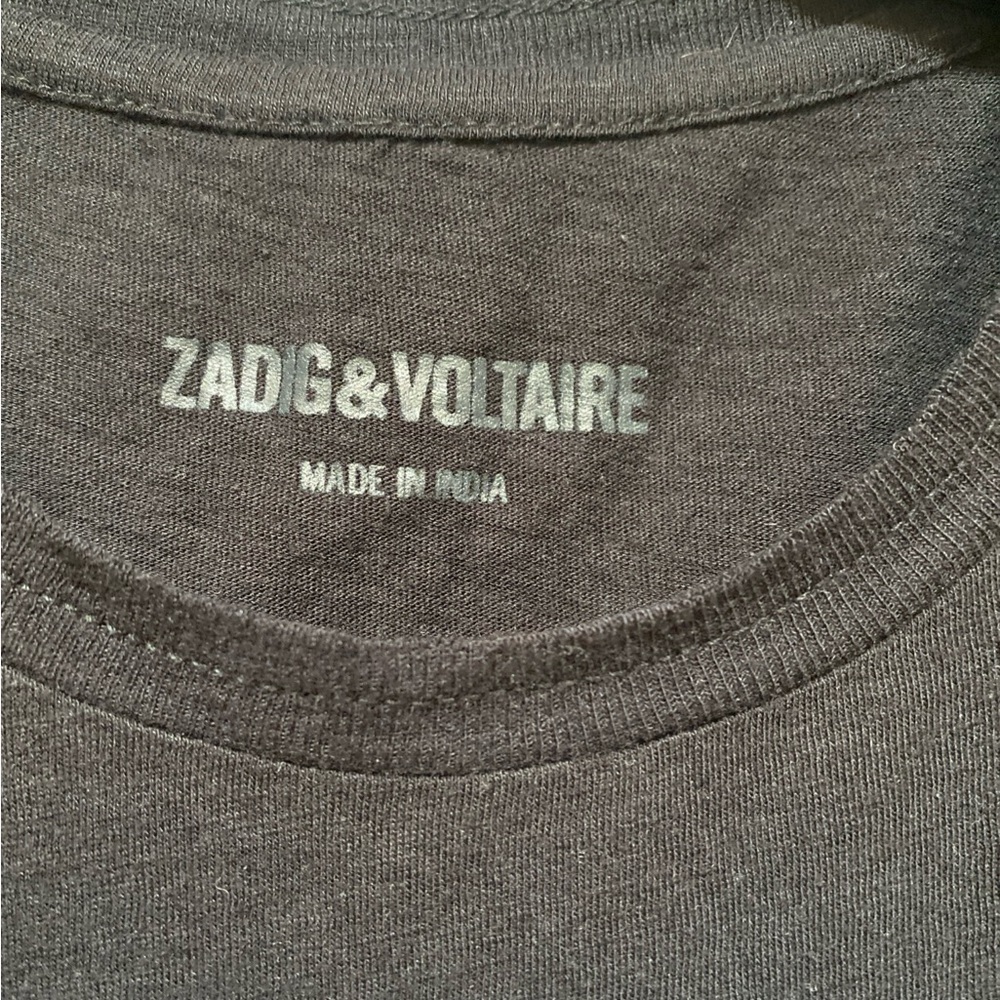 Zadig & Voltaire JE M’EN FOUS Black Graphic T-Shirt in Sz S - Picture 8 of 9